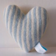 Turquoise and White Stripe Lavender Heart